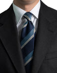 Como Silk Regimental Stripe Navy & Sky Blue Tie