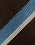 Como Silk Regimental Stripe Chocolate Brown & Sky Blue Tie