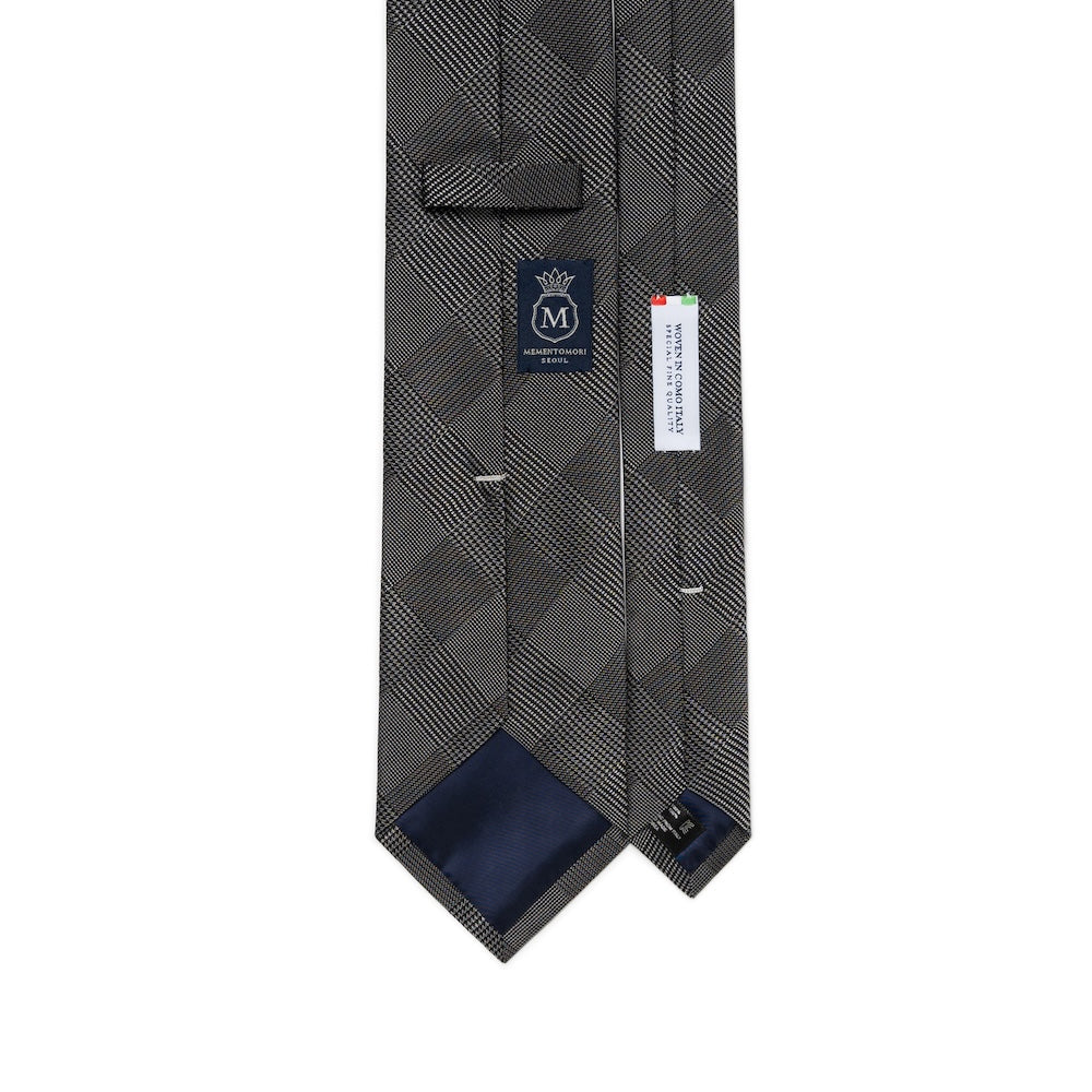 Como Silk Glen Check Pattern Charcoal Gray Tie
