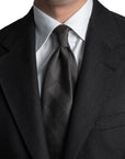 Como Silk Glen Check Pattern Charcoal Gray Tie