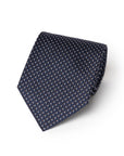 Como Silk Geometric Ring Dot Pattern Dark Navy Tie