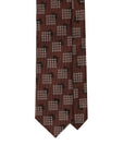 Square Block Pattern Brick Brown Woven Silk Tie