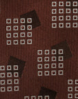 Square Block Pattern Brick Brown Woven Silk Tie