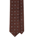 Classic Icon Square Pattern Chocolate Brown Woven Silk Tie