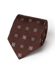 Classic Icon Square Pattern Chocolate Brown Woven Silk Tie