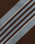 Wide Multi Stripe Chocolate Brown Woven Silk Tie