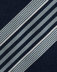 Wide Multi Stripe Classic Navy Woven Silk Tie