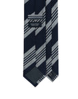Wide Multi Stripe Classic Navy Woven Silk Tie