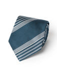 Wide Multi Stripe Steel Blue Woven Silk Tie