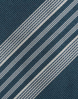Wide Multi Stripe Steel Blue Woven Silk Tie