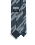 Wide Multi Stripe Steel Blue Woven Silk Tie