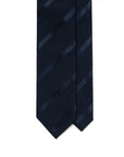 Tone-on-Tone Stripe Dark Navy Textured Woven Silk Tie