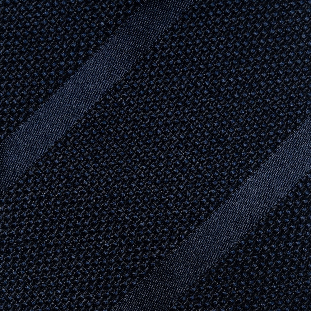 Tone-on-Tone Stripe Dark Navy Textured Woven Silk Tie