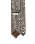 Leaf Pattern Taupe Brown Woven Cotton, Linen & Silk Tie