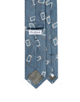 Square Block Pattern Dusty Blue Woven Cotton, Linen & Silk Tie