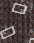 Square Block Pattern Chocolate Brown Woven Cotton, Linen & Silk Tie