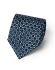 Micro Geometric Pattern Navy Printed Silk Tie