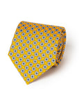 Fiore Pattern Mustard Yellow Printed Silk Tie