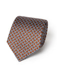 Chain Geometric Pattern Brick Brown Printed Silk Tie