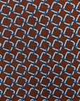 Chain Geometric Pattern Brick Brown Printed Silk Tie