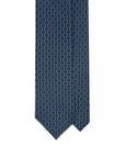 Linked Oval Pattern Deep Navy Printed Silk Tie