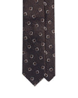 Double Square Pattern Espresso Brown Woven Silk & Linen Tie