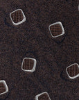 Double Square Pattern Espresso Brown Woven Silk & Linen Tie