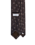 Double Square Pattern Espresso Brown Woven Silk & Linen Tie