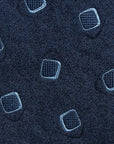 Double Square Pattern Royal Navy Woven Silk & Linen Tie