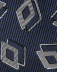 Double Diamond Layer Pattern Midnight Navy Woven Silk Tie