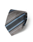 Wide Stripe Steel Gray & Sky Blue Silk Tie