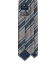 Wide Stripe Steel Gray & Sky Blue Silk Tie