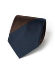 Block Stripe Dark Navy & Espresso Brown Woven Silk Tie