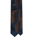 Block Stripe Dark Navy & Espresso Brown Woven Silk Tie