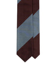 Block Stripe Deep Burgundy & Teal Blue Woven Silk Tie