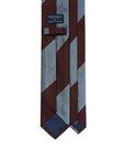 Block Stripe Deep Burgundy & Teal Blue Woven Silk Tie