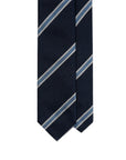 Textured Stripe Dark Navy Woven Silk Tie