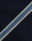 Textured Stripe Dark Navy Woven Silk Tie