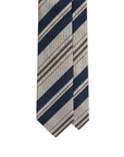 Multi-Stripe Dark Navy & Champagne Gold Woven Silk Tie