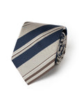 Multi-Stripe Dark Navy & Champagne Gold Woven Silk Tie