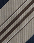 Multi-Stripe Dark Navy & Champagne Gold Woven Silk Tie