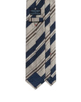 Multi-Stripe Dark Navy & Champagne Gold Woven Silk Tie