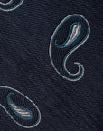 Classic Paisley Pattern Midnight Navy Woven Silk Tie