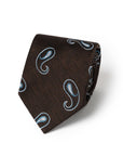 Classic Paisley Pattern Espresso Brown Woven Silk Tie