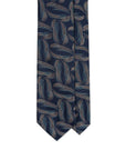 Brushed Leaf Pattern Navy Woven Silk Tie