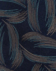 Brushed Leaf Pattern Navy Woven Silk Tie