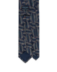 Brushed Leaf Pattern Navy Woven Silk Tie
