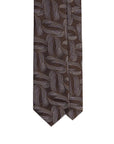 Brushed Leaf Pattern Dark Chocolate Brown Woven Silk Tie