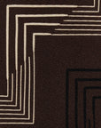 Zigzag Block Line Pattern Espresso Brown Printed Silk Tie