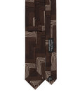 Zigzag Block Line Pattern Espresso Brown Printed Silk Tie